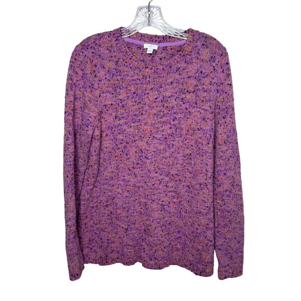 J.‎ Jill Textured Knit Speckled Crewneck Sweater Purple Multicolor Women’s M